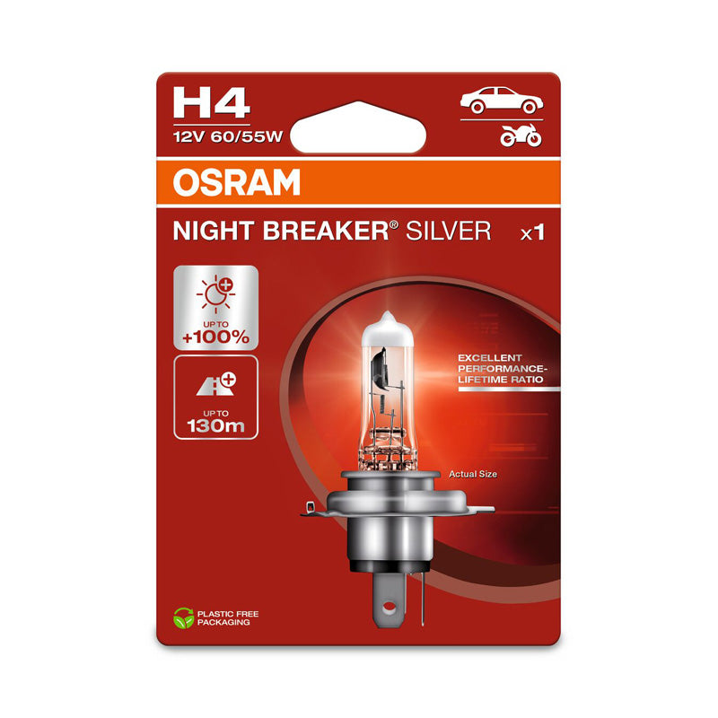 Osram, Night Breaker Silver halogeenilamppu - H4 - 12V/60-55W - yksittäiskappale