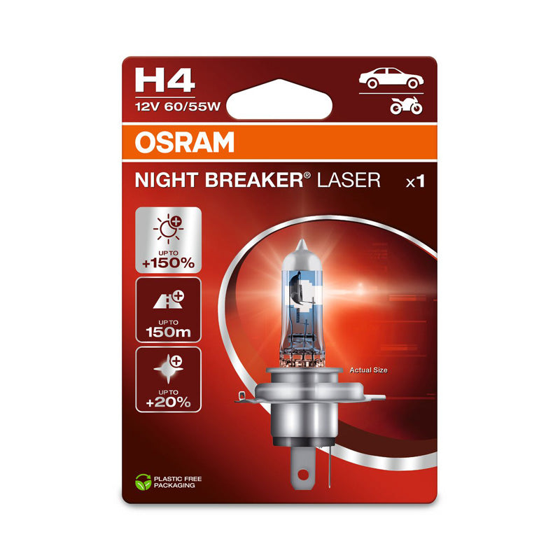 Osram, Night Breaker Laser H4 halogeenilamppu - 12V/60-55W - yksittäiskappale