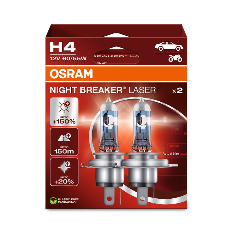 Osram, Night Breaker Laser halogeenilamput - H4 - 12V/60-55W - 2 kpl:n sarja