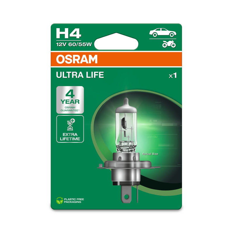 Osram, Ultra Life halogeenipolttimo H4 - 12V/60-55W - yksittäiskappale - pitkä käyttöikä