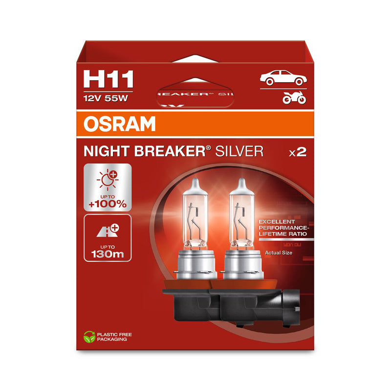 Osram, Night Breaker Silver halogeenipolttimot - H11 - 12V/55W - 2 kpl:n sarja