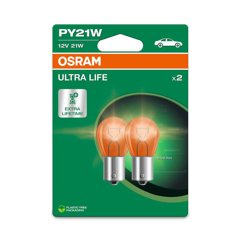 Osram, Ultra Life halogeenipolttimot - BAU15S - 12V/21W - 2 kpl:n sarja - oranssi