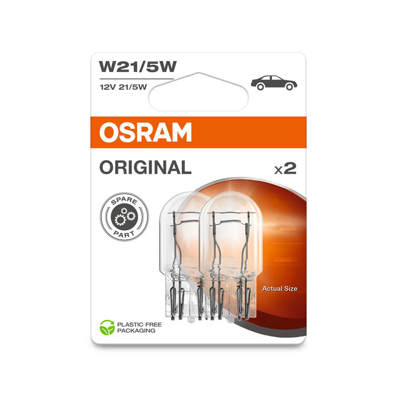 Osram, alkuperäiset halogeenipolttimot - T20 W3x16Q - 12V/21-5W - 2 kpl:n sarja