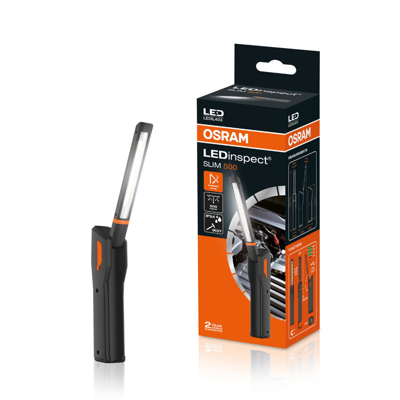 Osram, LED-tarkastusvalo SLIM 500 - käsikäyttöinen - jopa 500 lm - ladattava