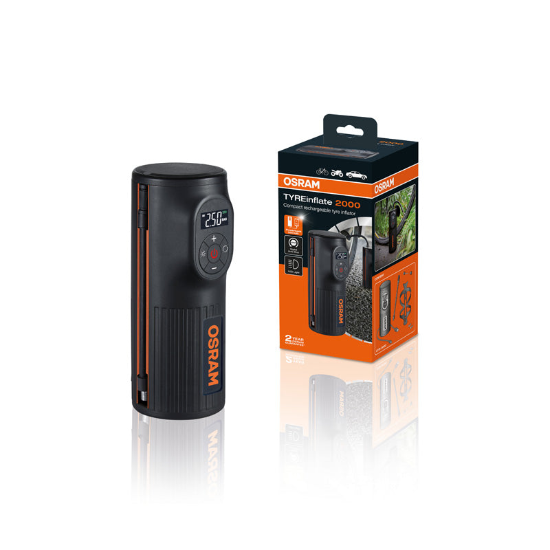 Osram, TYREinflate 2000 - kompakti rengaspumppu digitaalinäytöllä ja power bank -toiminnolla