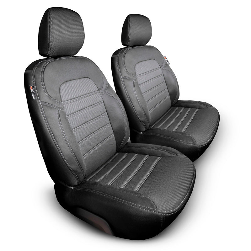 otoM, Textil sätesöverdrag, Passar till Opel Combo 2018-, Svart med grå sömmar, 1+1 set