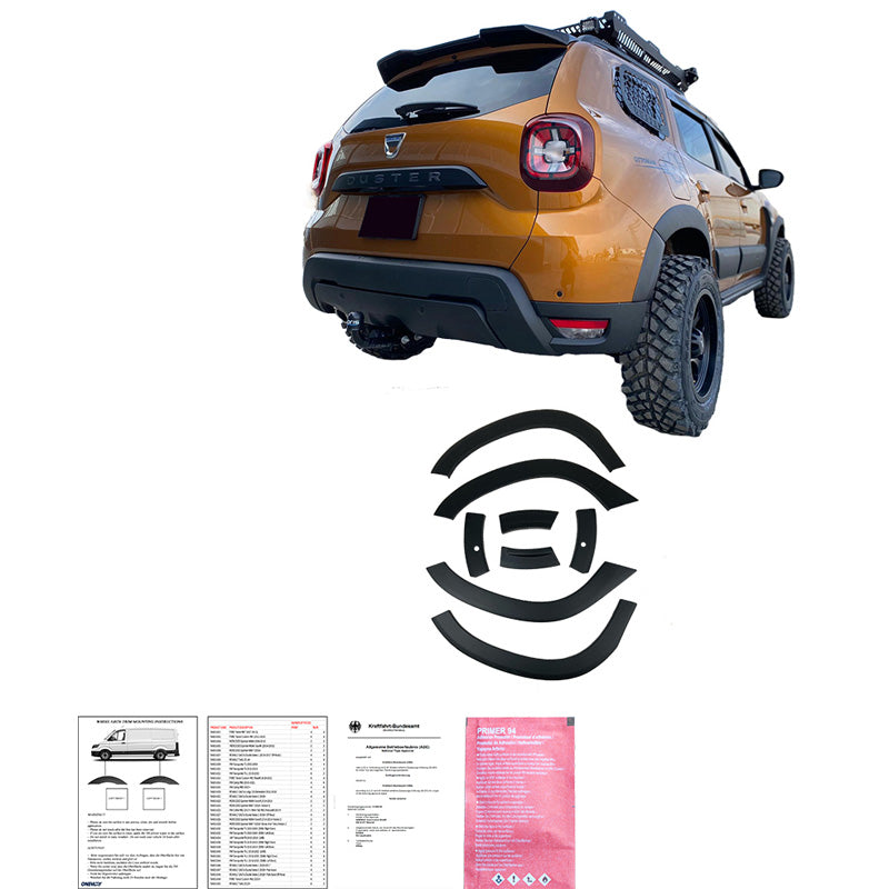OneWay, Täydellinen korisarja, mattamusta, sopii Dacia Duster II 2018-2024, jossa Park Assist, 12 osaa