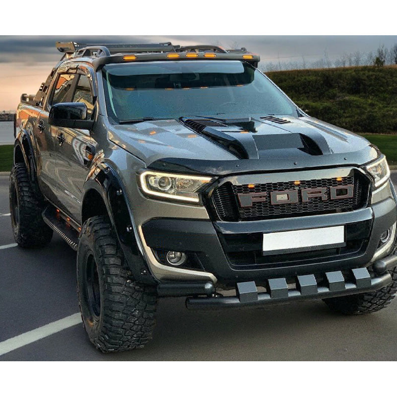 OneWay, Konepellin scoop, sopii Ford Ranger T7/T8 2015-2022, kiiltävä musta