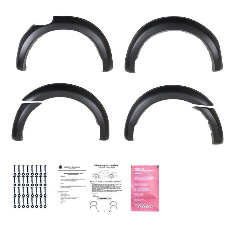 OneWay, lokasuojan levennyslevyjen sarja, mattamusta, sopii Ford Ranger T6/T7/T8 (2012-2022) – 6 osaa