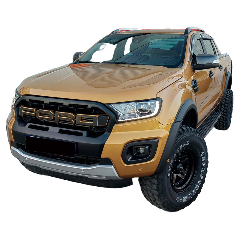 OneWay, lokasuojan levennyslevyjen sarja, mattamusta, sopii Ford Ranger T8 (2019-2022), 6-osainen 3M-teipillä