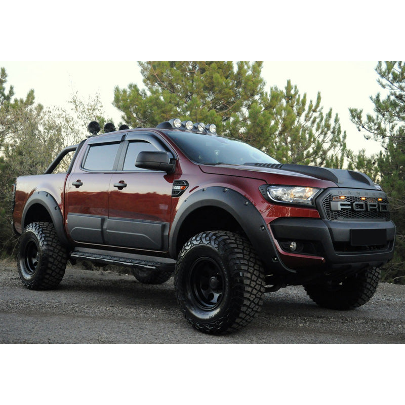 OneWay, lokasuojan levennyslevyjen sarja, mattamusta, sopii Ford Ranger T6/T7/T8 2012-2022, 4 osaa