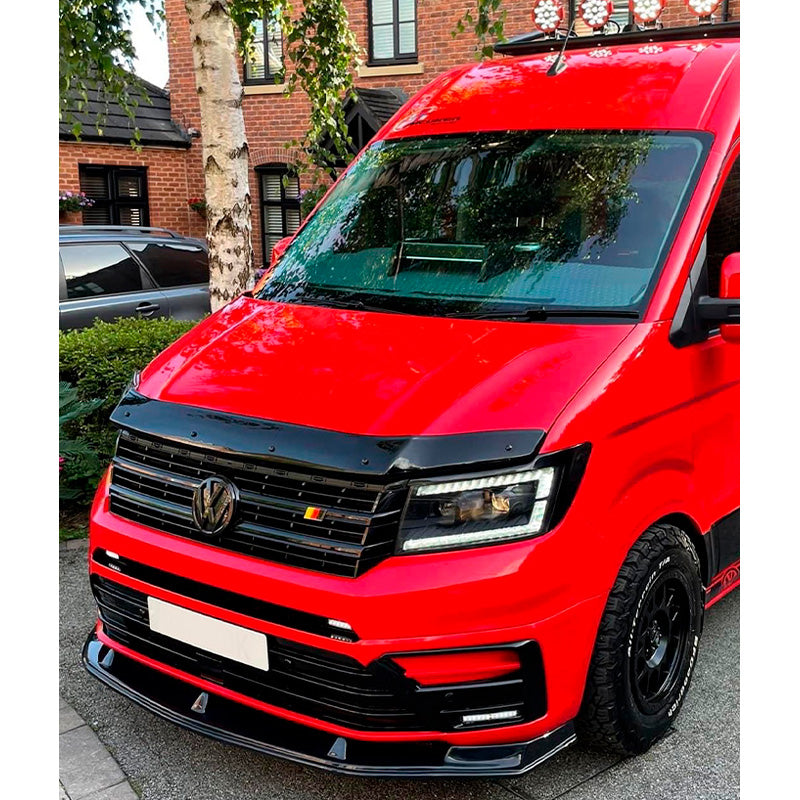 OneWay, etupuskurin spoileri, kiiltävän musta, sopii Volkswagen Crafter MK2 & MAN TGE MK1 PreFacelift 2016-, 'Aerodynamik'