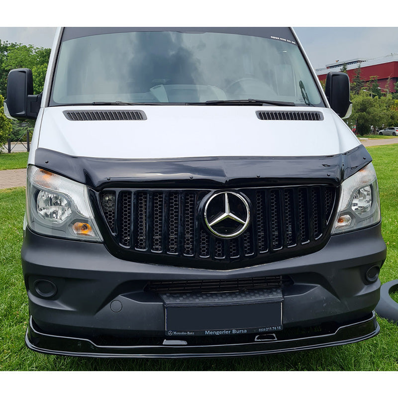 OneWay, etupuskurin spoileri, kiiltävän musta, sopii Mercedes Sprinter W906 Facelift (2014-2018)