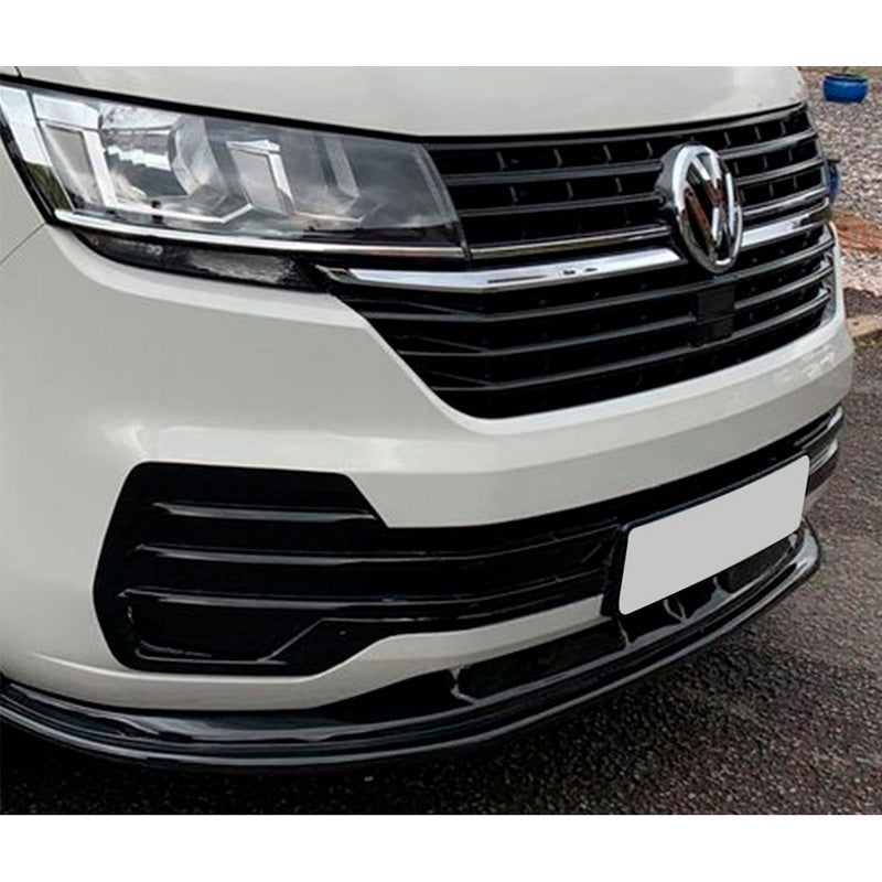 OneWay, etupuskurin spoileri, kiiltävän musta, sopii Volkswagen Transporter T6.1 (2020-2022)