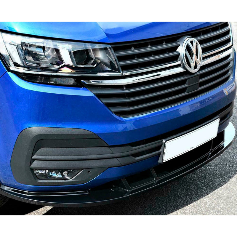 OneWay, etupuskurin spoileri, kiiltävän musta, sopii Volkswagen Transporter T6.1 2020-2022, Version 2
