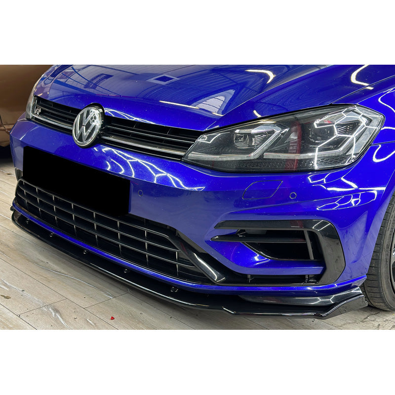 OneWay, etupuskurin spoileri, kiiltävän musta, sopii Volkswagen Golf VII (7.5) HB/Variant R 2017-2020