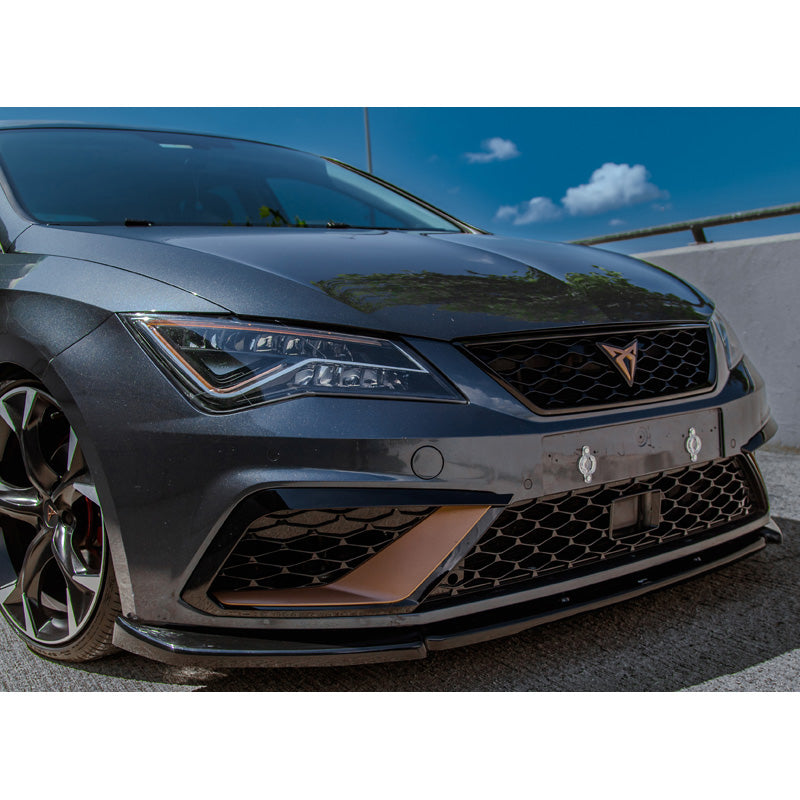 OneWay, etuspoileri, kiiltävä musta, sopii Seat Leon (5F) HB/SC/ST FR/Cupra Facelift 2017-2020
