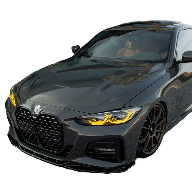 OneWay, frontspoiler, blank svart, passar till BMW 4-Series G22/G23 Coupe/Convertible M-Pack 2020-2024 & Facelift 2024
