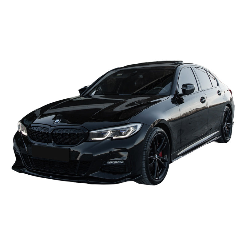 OneWay, frontspoiler, blank svart, passar till BMW 3-Series G20/G21 M-Pack (2018-2022)