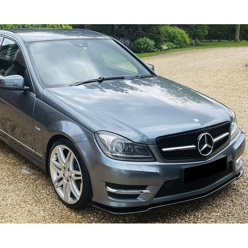 OneWay, frontspoiler, glanssvart, passar till Mercedes C-Class W204 AMG-Line Facelift 2011-2014