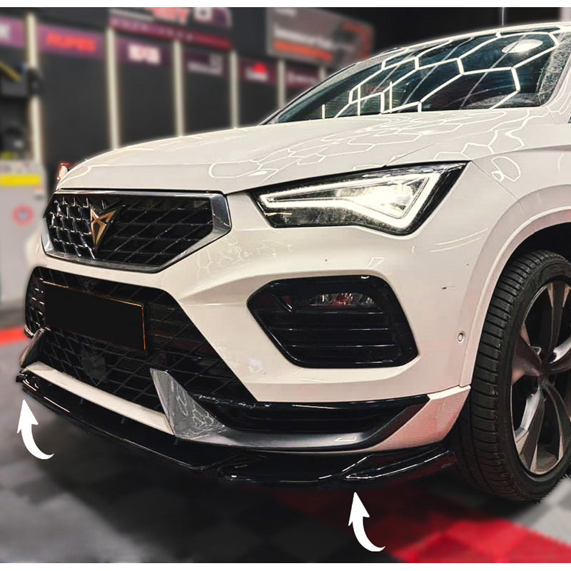 OneWay, etuspoileri, kiiltävän musta, sopii Cupra Ateca 2018-2024, OEM-laatua
