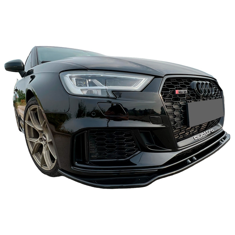 OneWay, etuspoileri, kiiltävän musta, sopii Audi RS3 8V Sedan/Sportback Facelift 2017-2020, Versio 3