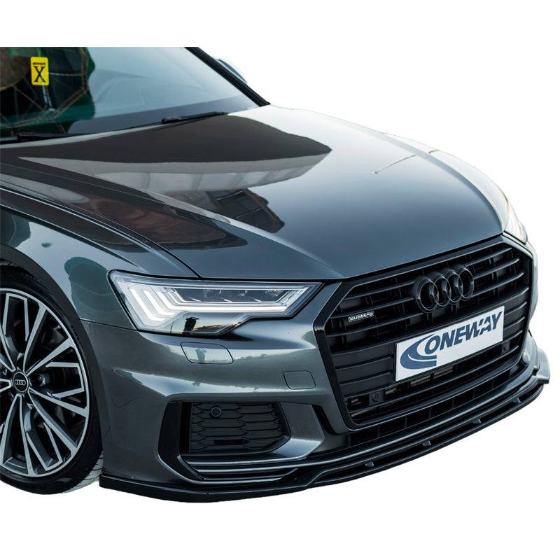 OneWay, etuspoileri, kiiltävän musta, sopii Audi A6 S-Line/S6 C8 (Sedan/Avant) 2018-, 'Version 3'