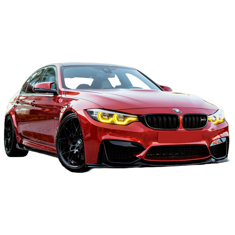 OneWay, Frontspoiler, blank svart, Passar till BMW M3 F80 (2014-2018) & M4 F82 (2014-2021), 4-delat set