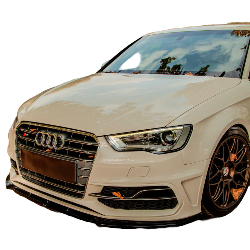 OneWay, etuspoileri, kiiltävä musta, sopii Audi S3 Sportback 8V (2013-2016)