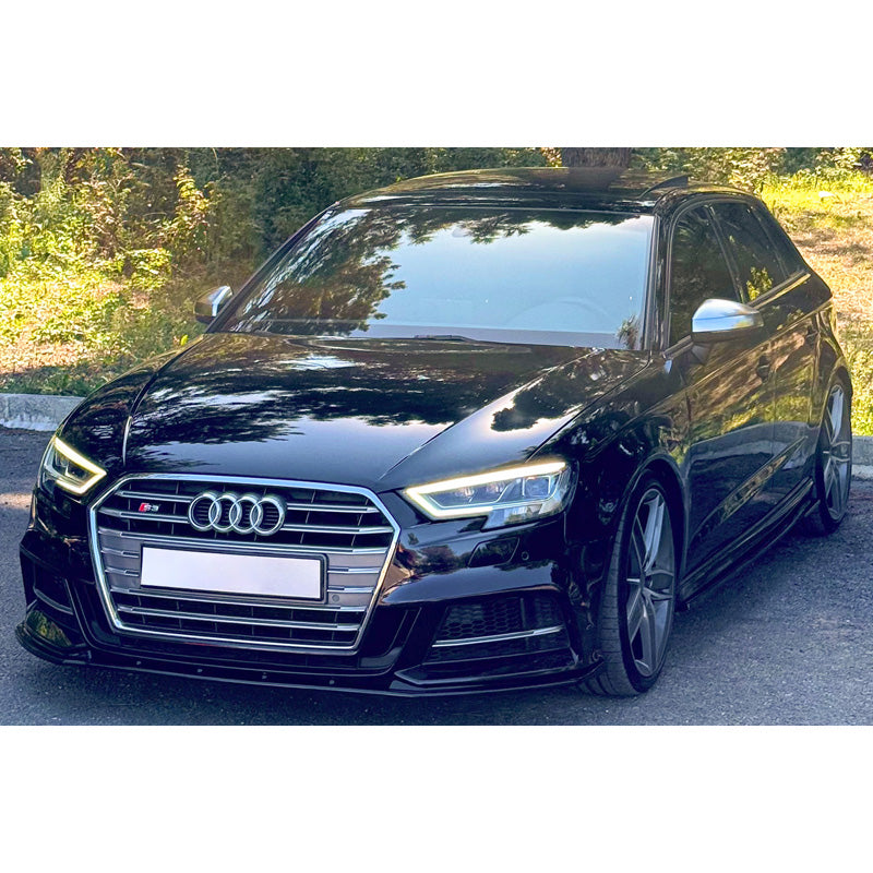 OneWay, Frontspoiler, blank svart, Passar till Audi S3 Sportback 8V Facelift 2016-2020, Version 2
