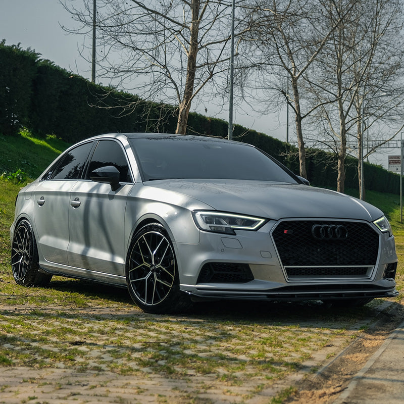 OneWay, etuspoileri, kiiltävän musta, sopii Audi A3 (8V) Sedan Facelift 2016-2020