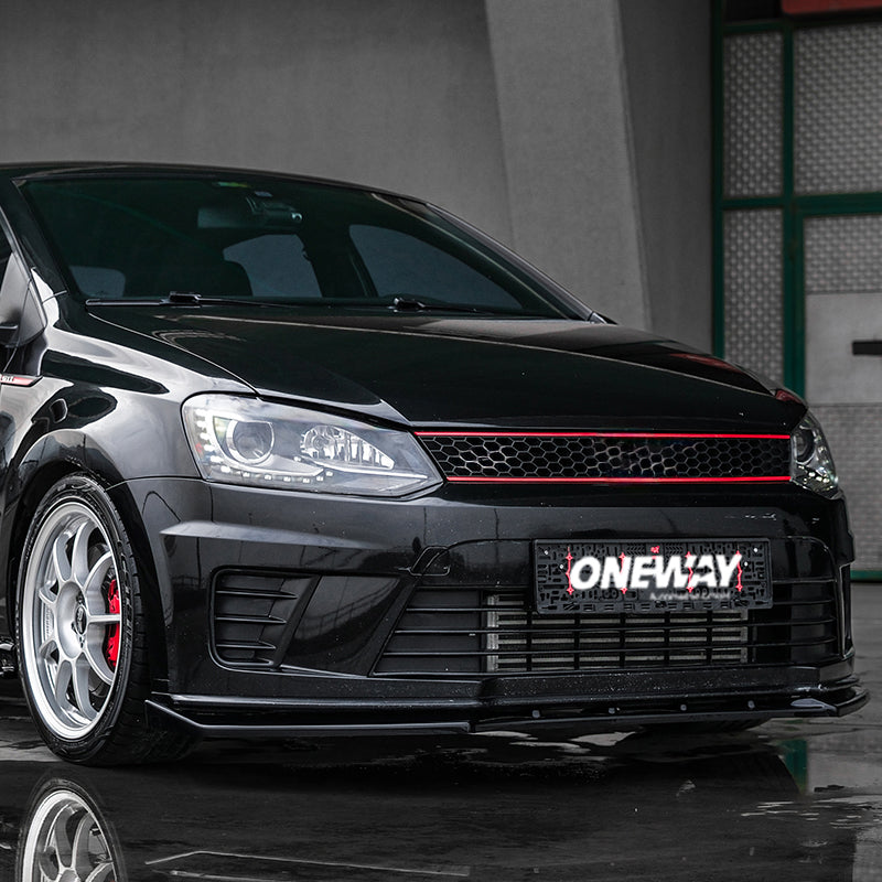 OneWay, Frontspoiler, blank svart, passar till Volkswagen Polo 6R GTi (2009-2014)