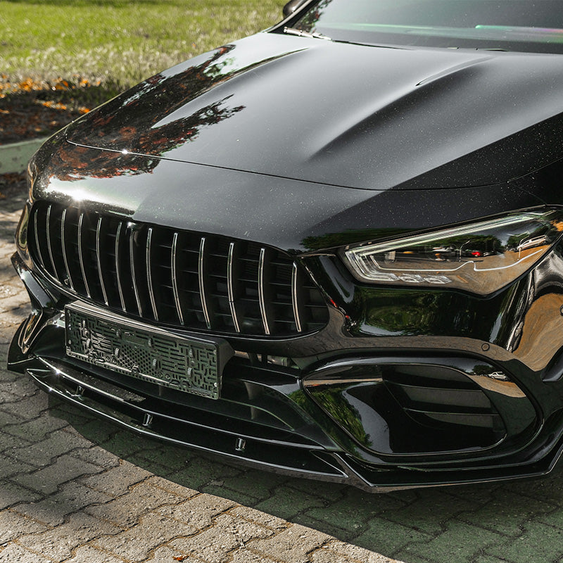 OneWay, etuspoileri, kiiltävä musta, sopii Mercedes CLA (C118/X118) Coupé/Shooting Brake CLA45 AMG S Aero Pack (2019-2023)