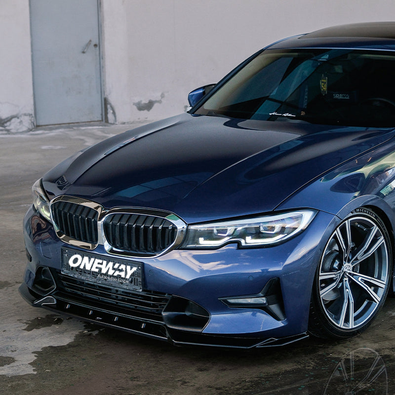 OneWay, etuspoileri, kiiltävän musta, sopii BMW 3-Serie G20/G21 Sedan/Touring Sport Line (2018-2022)