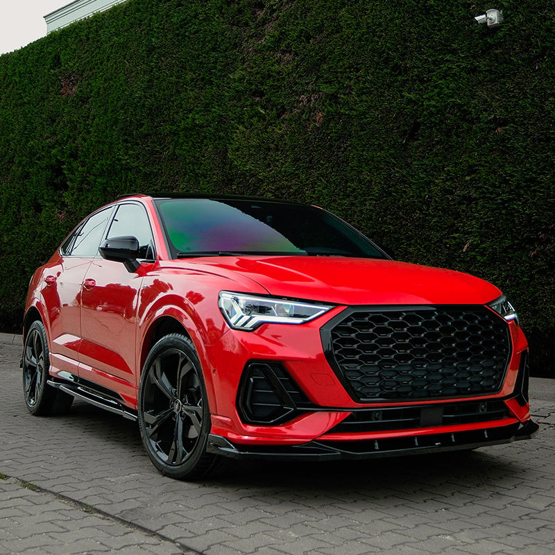 OneWay, etuspoileri, kiiltävän musta, sopii Audi Q3 (F3B) S-Line & Q3 Sportback (F3N) S-Line (2019-2025) paitsi RSQ3