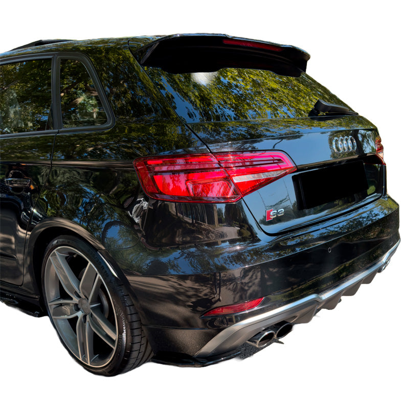 OneWay, takapuskurin splitterit, kiiltomusta, Sopii Audi S3 Sportback 8V Facelift 2016-2020, 2 kpl. sarja