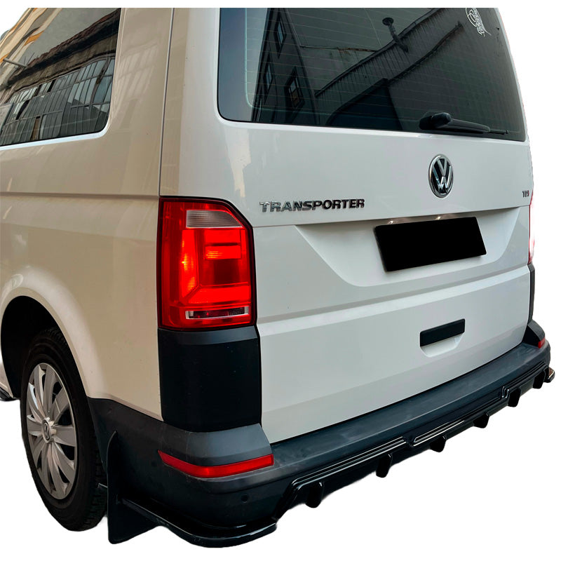 OneWay, Bakre stötfångarsplitters, Högblankt svart, Passar till Volkswagen Transporter T6/T6.1 2015-2022, 2-delat set