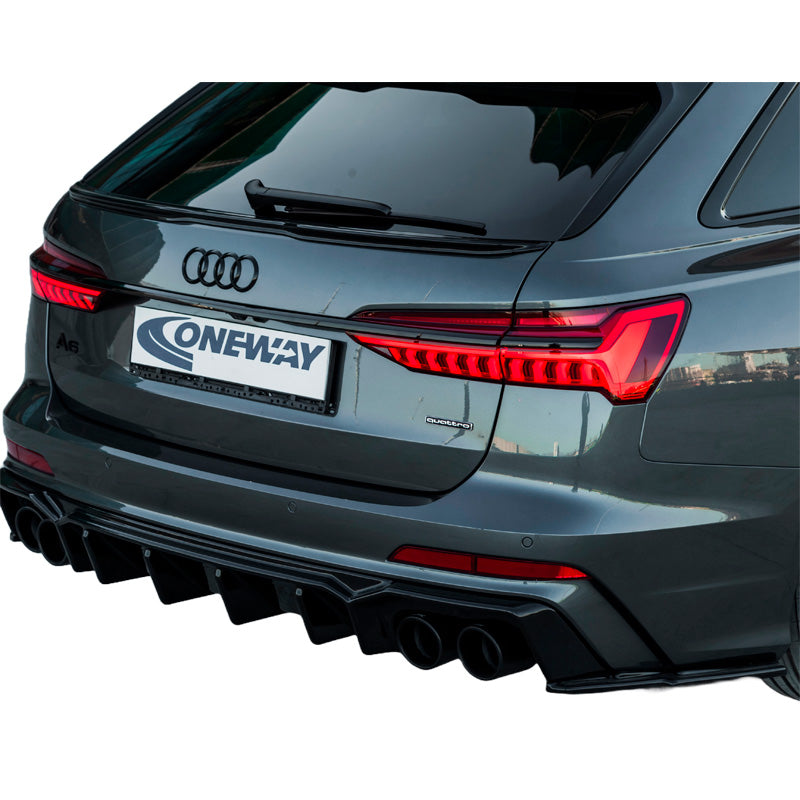 OneWay, takapuskurin sivudiffuusorit, korkeakiiltomusta, Sopii Audi A6 S-Line/S6 C8 (Sedan/Avant) 2018-, 2-osainen sarja