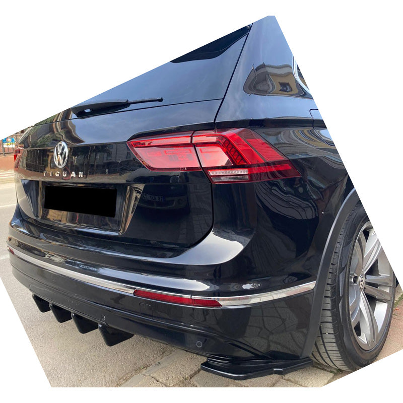 OneWay, Bakre stötfångarsplitters, Högblankt svart, Passar till Volkswagen Tiguan II (2016-2020), 2-delat set