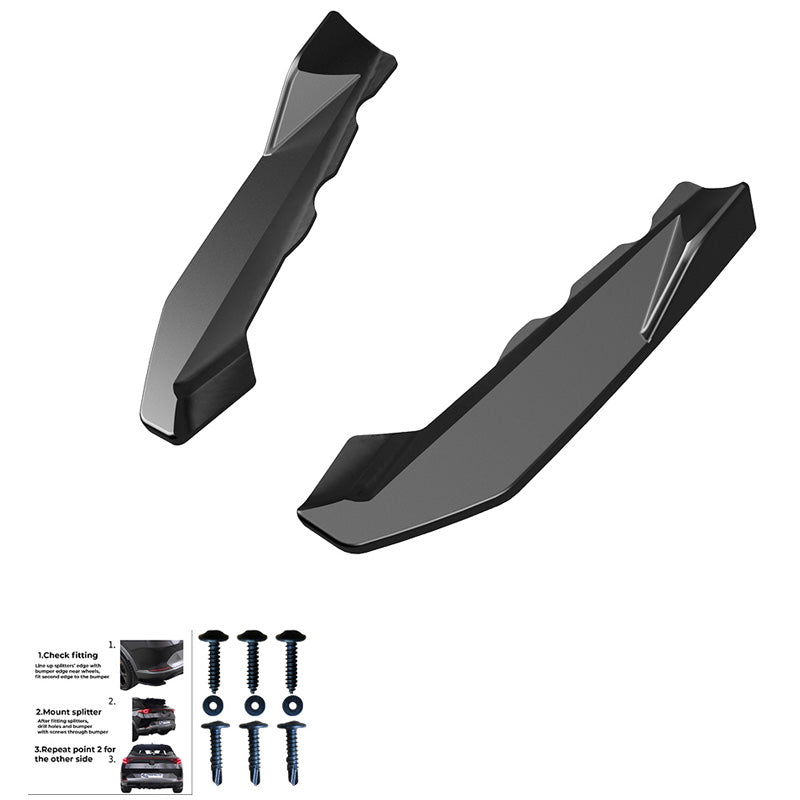 OneWay, Bakre stötfångares sidolister, Högblankt svart, Passar till BMW X1 F48 M-Pack 2015-2019, 2-delat set