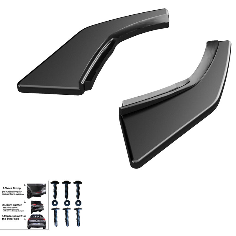 OneWay, Bakre stötfångares sidolister, Högblankt svart, Passar till Volkswagen Golf VII HB GTi/GTD 2013-2016, 2-delat set