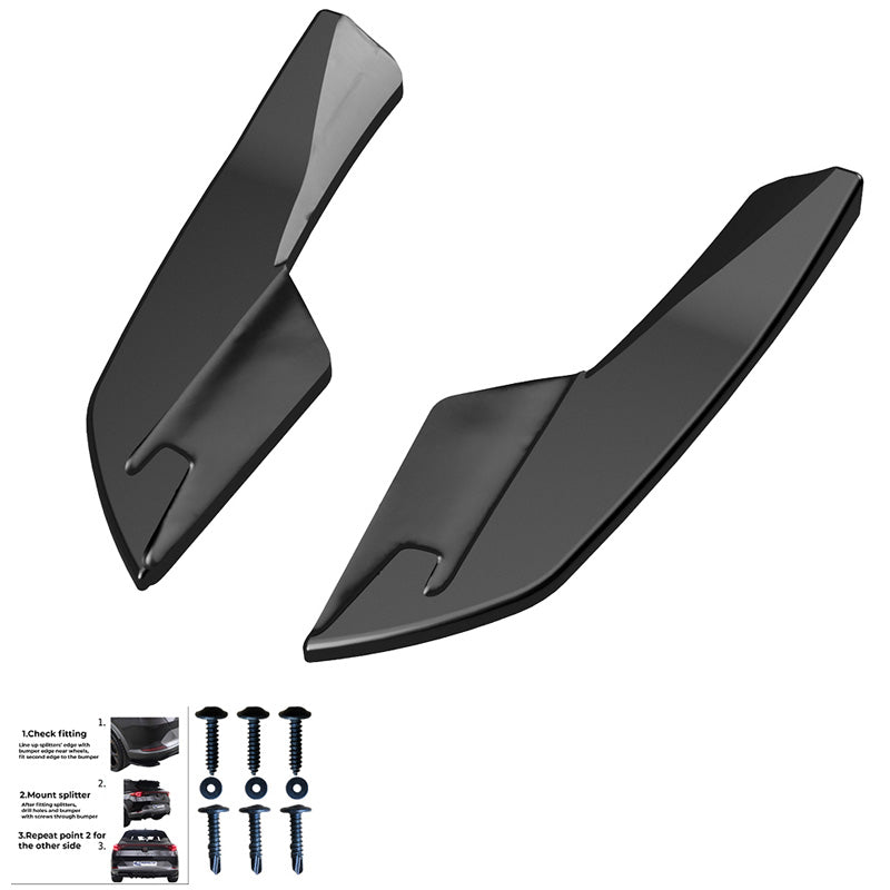 OneWay, takapuskurin splitterit, korkeakiiltomusta, Sopii Audi S3 8V Sedan (2013-2016), Version 2