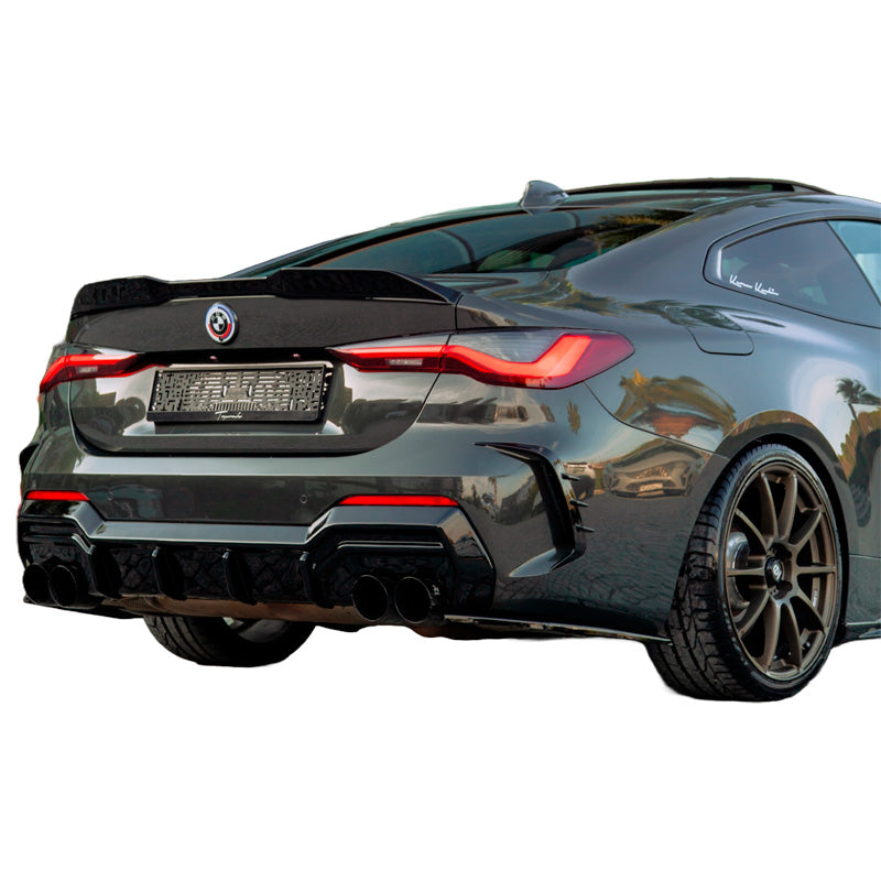OneWay, takapuskuriin asennettavat splitterit, korkeakiiltoinen musta, sopii BMW 4-Series G22/G23 Coupe/Convertible M-Pack/M440i (2020-2024), 2-osainen sarja