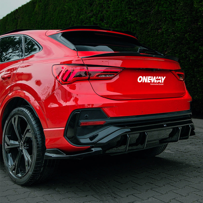 OneWay, etulippa, kiiltävän musta, sopii Audi Q3 (F3N) Sportback S-Line (2019-2025) paitsi RSQ3
