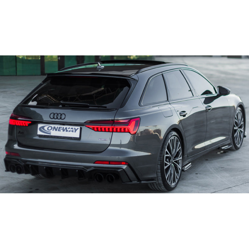 OneWay, takaluukun spoileri, kiiltävä musta, sopii Audi A6 S-Line/S6 C8 Avant (2018-), 'Urheilullinen muotoilu'