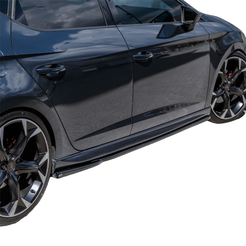 OneWay, sidokjolar, blank svart, passar till Seat Leon (5F) HB/ST 2013-2020, 'Elegance' – 2 delar