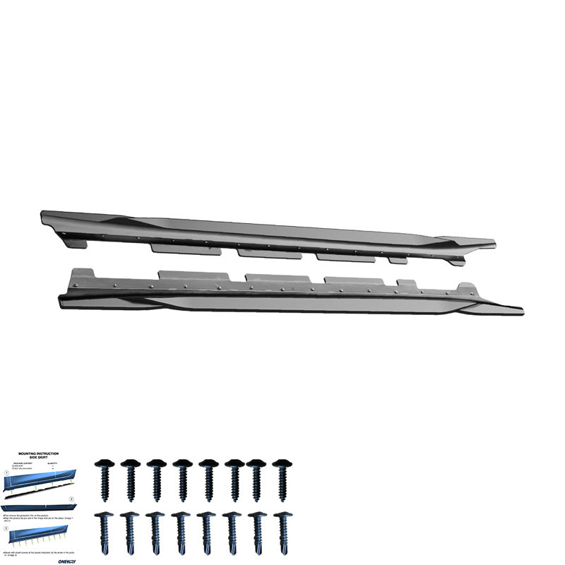 OneWay, sidokjolar, blank svart, passar till BMW X1 F48 M-Pack (2015-2019)