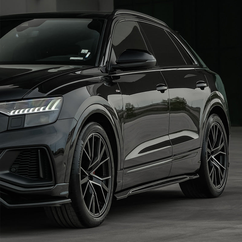 OneWay, Sidokjolar, blank svart, passar till Audi Q8 S-Line & SQ8 MK1 (2018-2023)