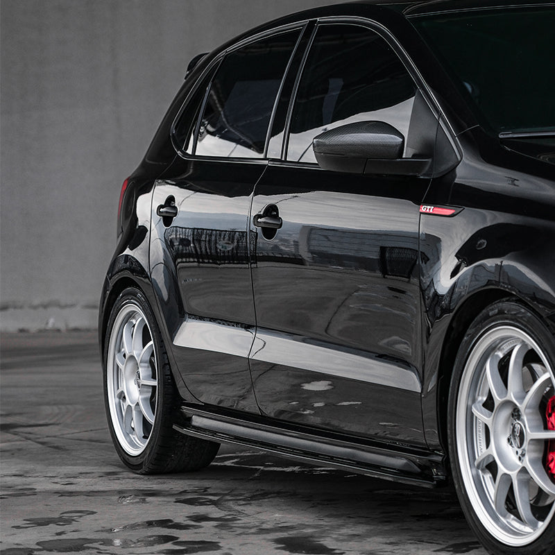 OneWay, Sidokjolar, blank svart, 2 st., passar till Volkswagen Polo 6R GTi (2009-2014)