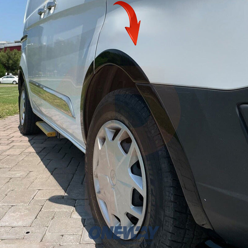 OneWay, Skärmkantslister, glanssvart, passar till Ford Transit Custom MK1 2012-2018, 10-delars set